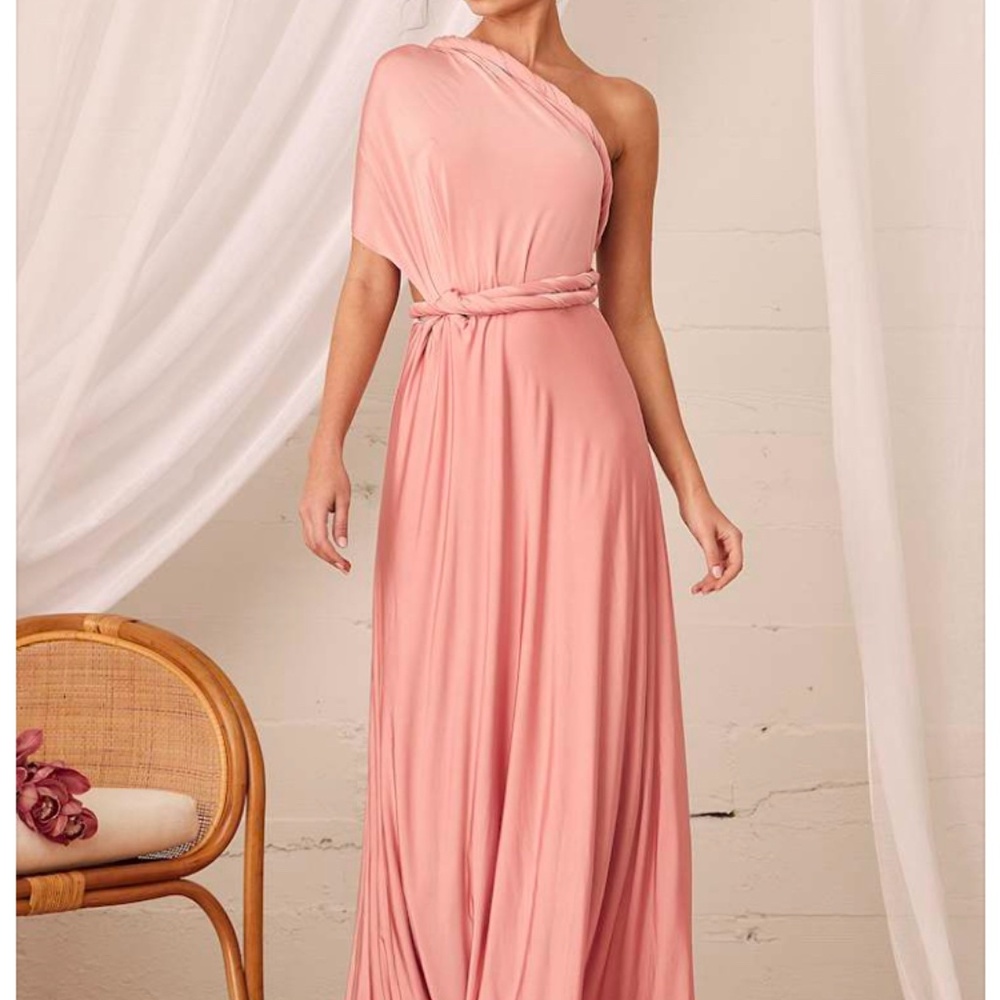 Lulu’s XS Always Stunning Convertible Blush Pink Maxi Dress - Picture 6 of 16